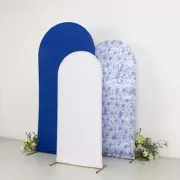 3 BLUE WHITE Assorted Fitted Round Top Arch Backdrop STAND COVERS Set Event