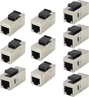 AAOTOKK CAT7 Ethernet Panel Coupler RJ45 Keystone Female Coupler Shielded High-Speed Ethernet Wiring Board Connection,for Computers,Monitor Compatible with CAT7/Cat6/Cat5 Plug-in Cables.(10Pack/CAT7)