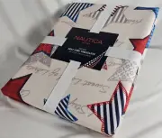 Nautica Tablecloth 60x102 Patriotic Red Blue Stars on Ivory Rectangle, Polyester