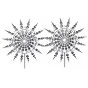 Solar Wind Spinner Garden Stake Kinetic Metal Sculpture Outdoor Decor - 2 Pack