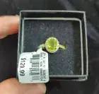 Peridot & White Sapphire Halo Ring Size 7 Gold Plated 925 Women's NWT $129