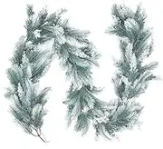Fomlily Pine Christmas Garland, 6Ft Christmas Greenery Garland Realistic Cedar Garland Cypress Garland for Holiday Mantel Fireplace Table Centerpiece Decor RET-03 White/Green