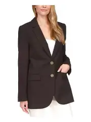 MICHAEL MICHAEL KORS Womens Black Lined Notch Lapels Closure Blazer Jacket 4