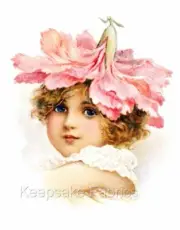 Vintage Girl Pink Petal Flower Hat Quilt Block Multi Sizes FrEE ShiP WoRld WiDE