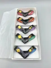 Chopstick Rest Lot of 5 Japanese Knotted Holders Pastels w/Glitter & Gold NIB