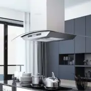 Island Range Hood Stainless Steel LCD Touch Sensor Kitchen Exhaust LED Lights