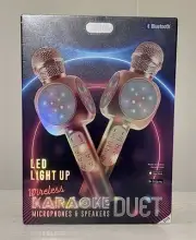 MVMT Led Light Up Wireless karaoke Duet. 2 Pack, Bluetooth. Rose Gold. New!!