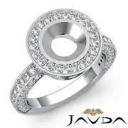 Pave Diamond Engagement Round Bezel Semi Mount Filigree Ring 14k Gold W 1.5Ct