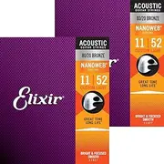 [Elixir] NANOWEB 80/20 Bronze Custom Light .011-.052#11027 Acoustic Guitar Strings Set of 2