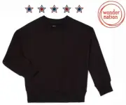 Wonder Nation Boys S-6-7 Thermal Top Long Sleeves BLACK C rewneck Pullover