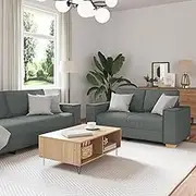 3 Piece Sofa Set with Cushions Dark Grey Fabric,Sofas-3324610