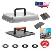 Effective 14" Cheese Melting Dome with Heavy Cast Iron Burger Press for Grills