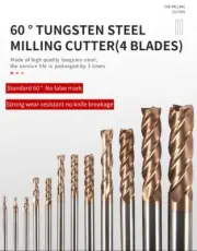Milling Cutter Tungsten Shank CNC Alloy Coating Carbide Lathe 4 Flutes 1mm-20mm