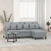 3-Seater Sofa with Footstool Light Grey 180 cm Fabric Home Sofa