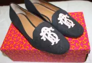NEW Tory Burch Antonia Monogram Loafer Flats - Grey + Pink, size 8.5 - $298