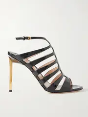 [TOM FORD] TOM FORD - Carine Croc-effect Patent-leather Sandals - Black - IT39.5 IT 39.5 Black
