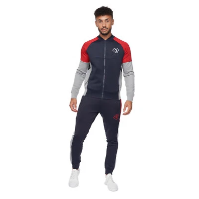 Crosshatch Brayden Mens Tracksuit Casual Comfort Two Piece Activewear Set Navy