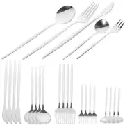 30 Pcs Gold Silverware Gadgets Stainless Steel Cutlery and Spoon Set