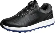 [JiuQing] Golf Shoes Men Spikeless Leather Golf Sneaker Quick Lacing Breathable Anti-Slip Outdoor Walking Shoes