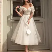 2023 Wedding Dress Tulle Sexy Off-Shoulder Deep V-neck Backless A-Line Swing
