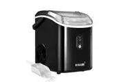 Maxkon Nugget Ice Maker Portable Compact Countertop Pebble Machine Pellet Crusher 15kg for Home Kitchen Office with Handle Black