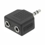 3.5mm 1 Male to 2 Female Headphone Earphone Headset Adaptor Splitter Black
