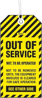 Out of Service Indoor/Card Tags with Eyelet and String 100-Pieces
