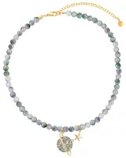 Eye Candy LA CZ Saturn Star Agate Necklace
