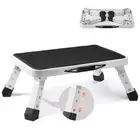 VEVOR Step Stool 1-Step 150KG Capacity, Folding Steel Step Ladder 3 Adjustabl...