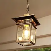 Antique Black Waterproof Ceiling Pendant Lamp - IP55 Square Glass Chandelier for Balcony, Terrace & Outdoor Decoration, E27 Fixture (Bronze Finish)