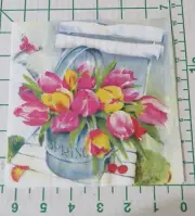 THREE DECORATIVE LUNCH NAPKINS for DECOUPAGE "Spring Tulips"