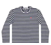 [COMME des GARCONS PLAY] 女式小號心形條紋長袖 T 卹
