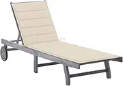 Garden Sun Lounger with Cushion Grey Solid Acacia Wood,Sun Loungers-3061361
