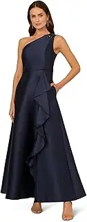 [Adrianna Papell] Women's One Shoulder Mikado Gown