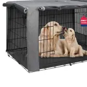 Two-Tone Gray Folding Dog Crate Cover for 48-Inch Wire Cages - Durable & Stylish