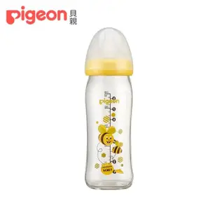 【Pigeon 貝親】寬口母乳實感彩繪玻璃奶瓶240ml(2款)