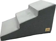 BingoPaw Dog Steps for Bed: 3-Steps Pet Stairs Ramp for High Bed Sofa High Density Sponge Foam Pet Climbing Steps for Dogs to Get on The Beds with Detachable Cover and Non Slip Bottom