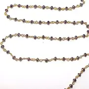 Mystic Amethyst Bead Chain, 3mm Faceted Rondelle, 24K Gold Plated, Jewelry DIY