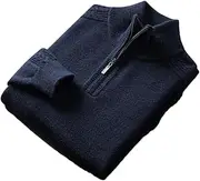 [Hamthuit] Men Half Zip Sweaters Knitwear Pullovers Men Zipper Knitted Shirt Pullover Half High Neck Sweater