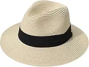 [Cauplse] Summer Sun Hat Wide Brim Sun Hat for Women Men, Womens Beach Sun Straw Hat UPF50