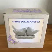Cracker Barrel Love Birds Salt & Pepper Shakers Set Romantic White Ceramic NIB