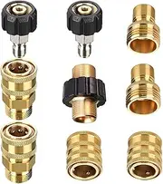 Pressure Washer Set, M22 to 3/8 Inch Quick Connect, 3/4 Inch to Quick Disconnect, Male M22 Hose, 9-Pack