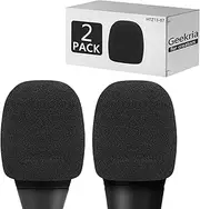 Geekria for Creators Foam Windscreen Compatible with AKG P2, P3S, P5i, C5, D5, D7, DMS100, DMS300 Microphone Antipop Windshield, Mic Wind Cover, Sponge Foam Filter (Black / 2 Pack)