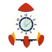 ROCKET SHIP PENDULUM WALL CLOCK Multi Coloured Kids Wall Clock Child