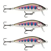 3x Rapala 5.5cm Countdown Sinking Hardbody Balsa Fishing Lures - Gilded Rainbow