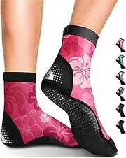 [BPS] Second Skin' Ultra Stretch Lycra Fin Socks with Fit Adjustment Straps for Snorkeling, Tide-Pooling and All Swimming Pool, Beach and Sand Activities - Choose High Cut or Low Cut