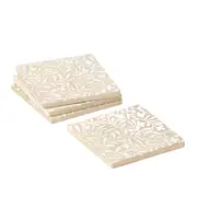 4pc Pilbeam Living Wooden Ambretta Coasters Set Home/Kitchen Decor White Wash