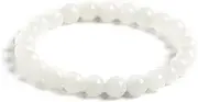 [EBCJIAMS] 8mm Natural Nephrite Beaded Braclets Milk White Hetian Jade Healing Reiki Bracelet for Couple Birthday Gift Bracelets and Bangles