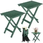 2 Pcs Small Folding Patio Side Table Outdoor Wood Wooden Small End Portable