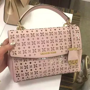 MICHAEL KORS Ava真皮鏤空花手提斜背包